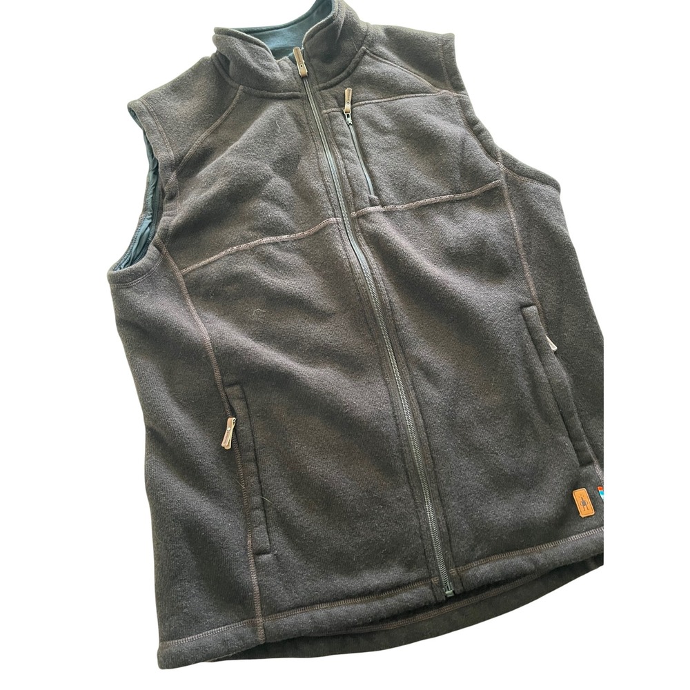 Smartwool Hudson Trail Fleece Vest Mens Large Brown Recycled Wool Full Zip L